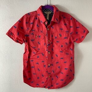 Matilda Jane "Horsing Around" short-sleeve buttondown shirt red blue horse Sz 10